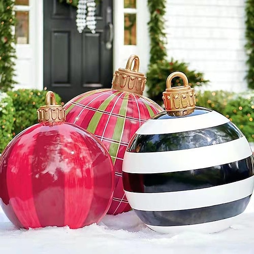 

Christmas Outdoor Inflatable Decorated Ball Giant 60cm(23.6Inch) Christmas Blow Up Balls Ornaments with Pump