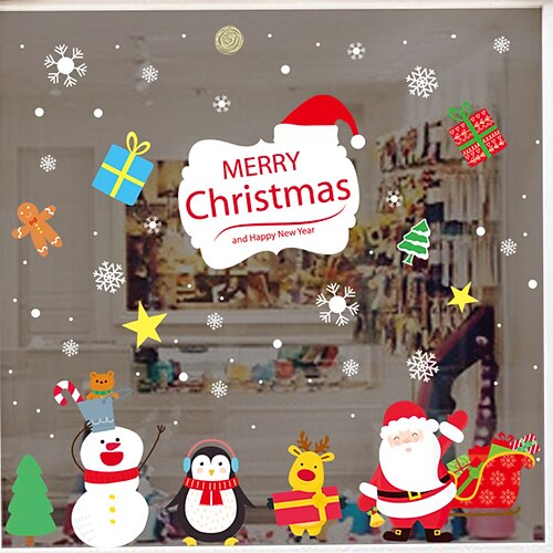 

Christmas Santa Claus Wall Stickers Decorative Wall Stickers Static Cling PVC Home Decoration Wall Decal Wall Decoration Glass Window Decoration / Removable Wall Stickers for bedroom livin