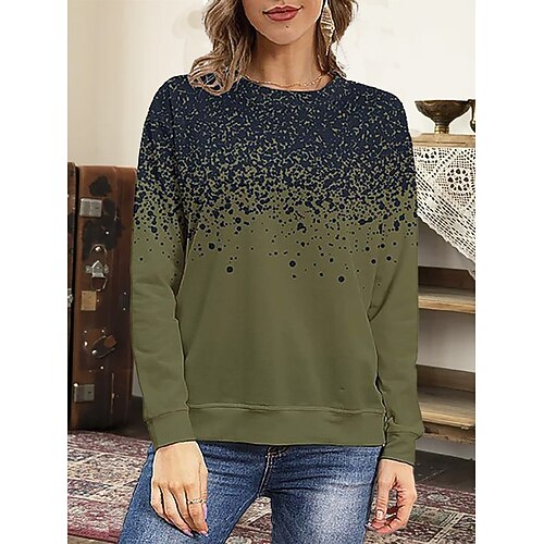 

Women's Sweatshirt Pullover Basic Purple - ink dots red-ink dots grey-ink dots Graphic Street Round Neck Long Sleeve S M L XL XXL 3XL