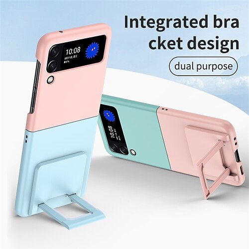 

Phone Case For Samsung Galaxy Flip Z Flip 4 Z Flip 3 Bumper Frame Full Body Protective Dustproof Solid Colored PC