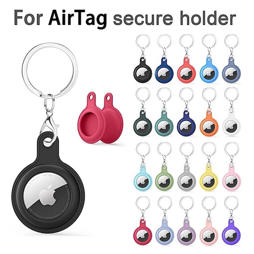 

Phone Case For Apple AirTag AirTag Case AirTag With Keychain Anti-lost Locator Tracker Solid Colored Silicone