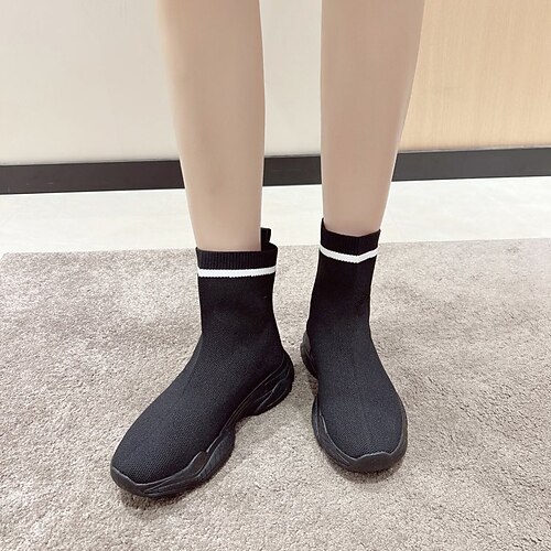 

Women's Boots Daily Plus Size Booties Ankle Boots Winter Low Heel Round Toe Casual PU Leather Loafer Solid Colored Black