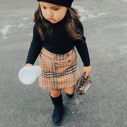 

Toddler Girls' Solid Color Clothing Set Set Long Sleeve Active School 3-7 Years Winter Black / Fashion / Plaid / Fall