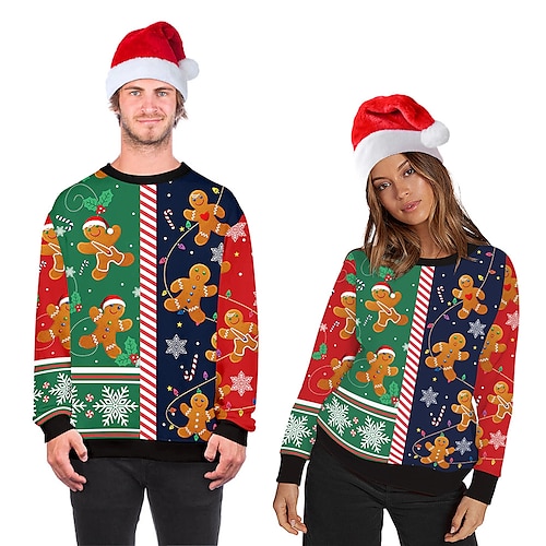 

Gingerbread Man Ugly Christmas Sweater / Sweatshirt Hoodie Men's Women's Christmas Christmas Carnival Masquerade Christmas Eve Adults Party Christmas Polyester Top