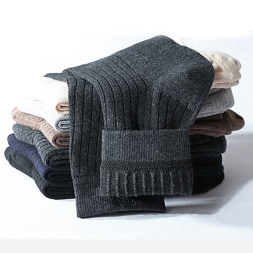 

Men's Crew Socks Work Daily Solid Color Cotton Business Formal Warm Casual / Daily 1 Pair