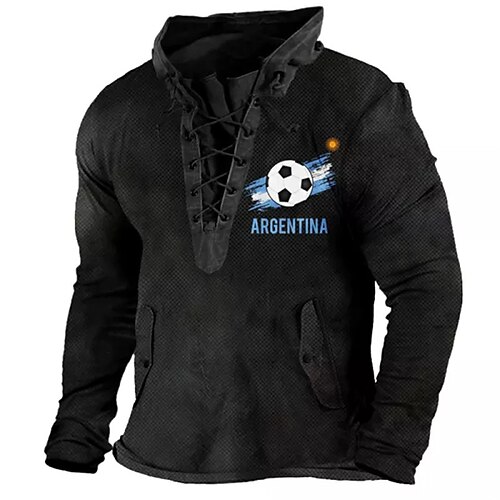 

Men's Sweatshirt Pullover Black Standing Collar Football Graphic Prints Lace up Sports Outdoor Casual Daily 3D Print Basic Streetwear Designer Spring Fall Clothing Apparel Hoodies Sweatshirts
