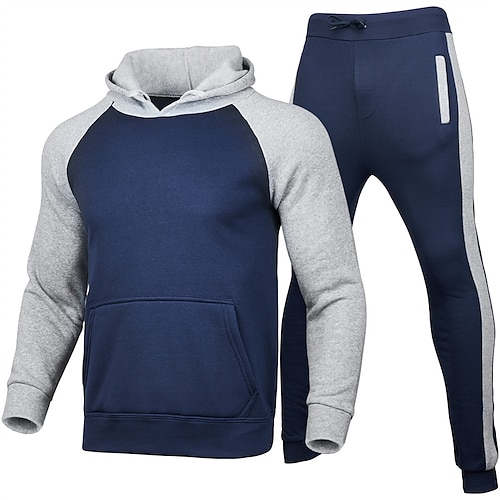 

Homme Ensemble Survetement Survêtement Ensemble de jogging Noir Blanche Jaune Rouge bleu marine Capuche Bloc de couleur Patchwork 2 Pièces Sport Loisir du quotidien Des sports basique Casual Grand