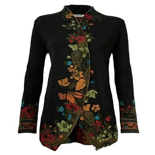 

Women's Winter Jacket Winter Coat Casual Jacket Warm Breathable Outdoor Daily Wear Vacation Going out Print Open Front V Neck Elegant Lady Modern Comfortable Flower Regular Fit Outerwear Long Sleeve