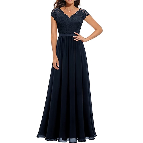 

Women's Formal Floral Lace Maxi Dress Evening Party Elegant V-Neck Dresses for Wedding Guest