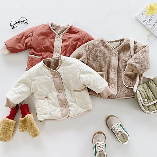 

Toddler Girls' Down Coat Solid Color Fashion Outdoor Cotton Coat Outerwear 3-7 Years Winter Green Red White