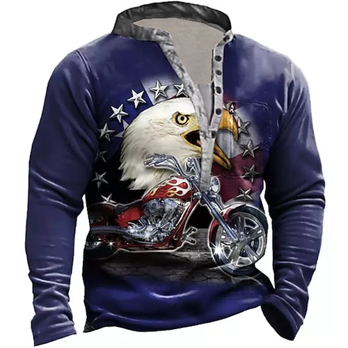 

Herre Sweatshirt bluse Denim blå Sort Blå Kamel Marineblå Stående krave Grafiske tryk Ørn Motorcykel Lynlås Trykt mønster Daglig Sport Ferie 3D-udskrivning Basale Gade Designer Forår & Vinter Tøj