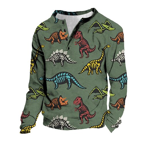 

Kids Boys Sweatshirt Pullover Animal Dinosaur Tiger Long Sleeve Button Children Top Casual Sweatshirt Cool Green Yellow Winter 7-13 Years / Fall