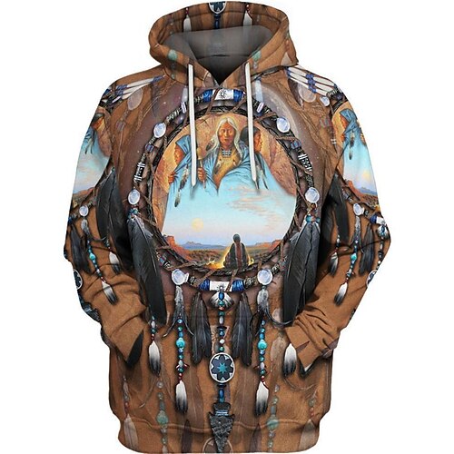 

Men's Pullover Hoodie Sweatshirt Brown Hooded Graphic Prints Print Daily Sports 3D Print Basic Streetwear Designer Spring Fall Clothing Apparel Hoodies Sweatshirts Long Sleeve