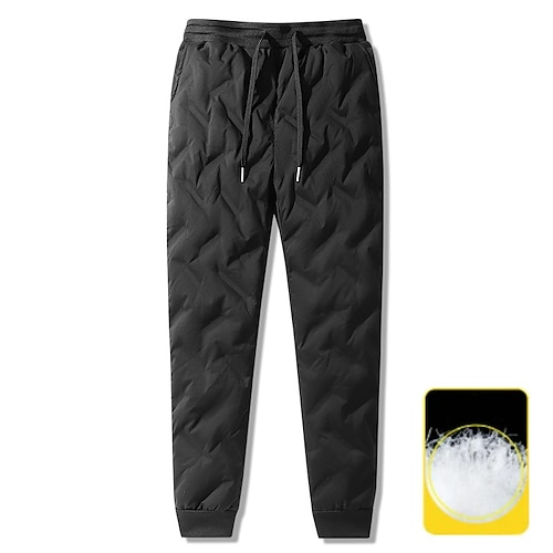 

Men's Joggers Down Pants Trousers Casual Pants Pocket Drawstring Warm Plain Warm Soft Daily Streetwear Fashion Streetwear Black Micro-elastic / Winter