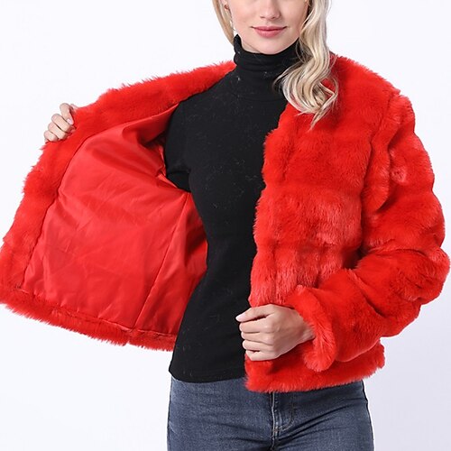 

Shawl & Wrap Shawls Women's Wrap Pure Keep Warm Long Sleeve Faux Fur Wedding Wraps With Pure Color For Party Fall & Winter