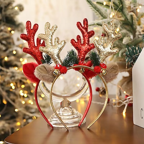 

Christmas Supplies Glitter Antler Bell Hair Button Party Girl Hair Accessories Dress Up the Festive Atmosphere Set Props
