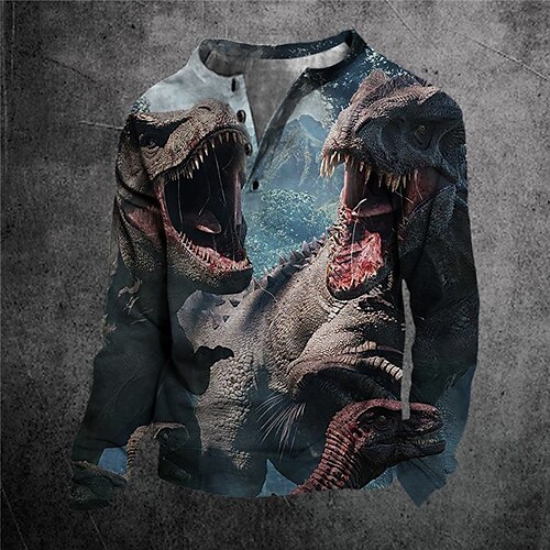 

Kids Boys Sweatshirt Pullover Animal Dinosaur Long Sleeve Button Children Top Casual Sweatshirt Cool Green Blue Winter 7-13 Years / Fall