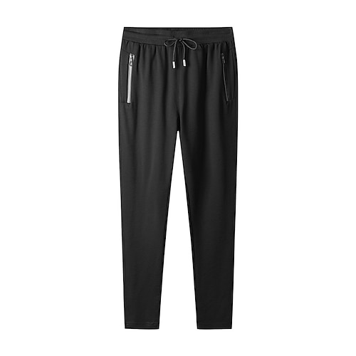 

Men's Trousers Casual Pants Drawstring Elastic Waist Straight Leg Solid Colored Casual Daily Sports Stylish Black Micro-elastic / Elasticity