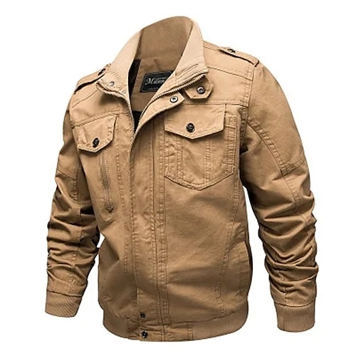 

Herren Jacke Taktische Jacke Ausbildung Outdoor warm Windundurchlässig Full Zip Winter Glatt Schrift Schick Modern luxuriös Umlegekragen Dick Standard Regular Fit Schwarz Armeegrün Khaki Jacken