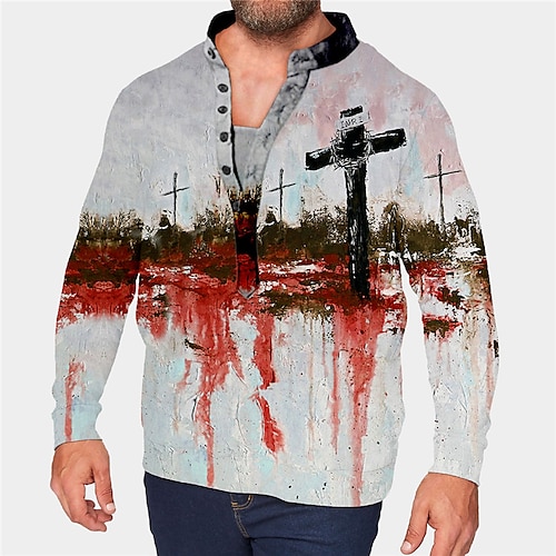 

Men's Plus Size Sweatshirt Big and Tall Graphic Prints Standing Collar Long Sleeve Spring Fall Basic Designer Casual Big and Tall Daily Sports Tops