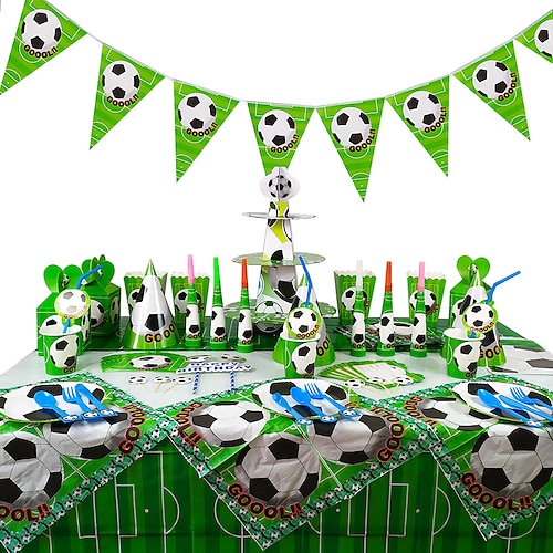 

World Cup football children's birthday party supplies flag pulling table cloth paper plate tableware set