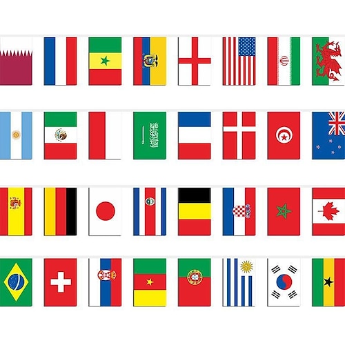 

WORLD CUP 2022 Flag Bunting 6""8"" , Countries Flag Bunting 26 ft/8 m, Qatar 2022 World Cup Flag for Party Decoration, Grand Opening, Sports Bar