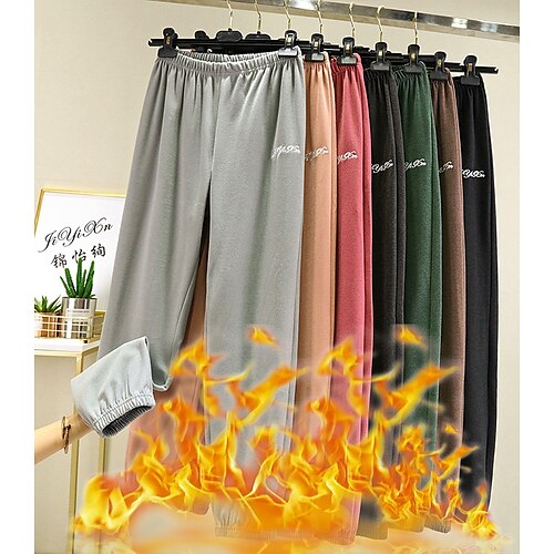 

Women's Fleece Pants Sweatpants Joggers Pants Trousers Fleece lined Green Black Pink Casual / Sporty Athleisure Casual Sports Side Pockets Micro-elastic Full Length Thermal Warm Plain M L XL 2XL