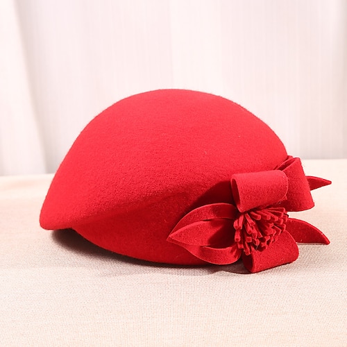 

Women's Hat Beret Hat Black Wine Camel Outdoor Street Dailywear Flower Pure Color Warm Breathable