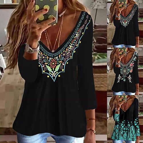 

Women's T shirt Tee Floral Style Boho Regular Spring & Fall