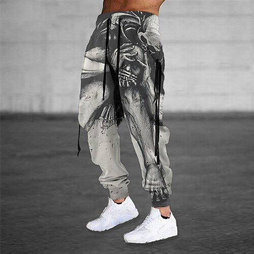 

Men's Sweatpants Joggers Trousers Drawstring Elastic Waist 3D Print Graphic Prints Comfort Breathable Sports Outdoor Casual Daily Cotton Blend Streetwear Designer Gray Micro-elastic