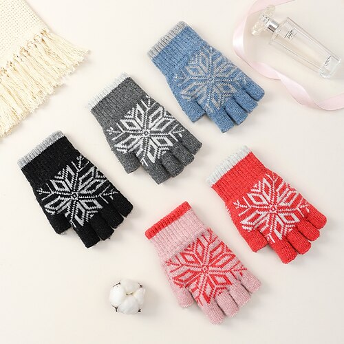 

Men's Women's Fingerless Gloves Warm Winter Gloves Christmas Gift Daily Snowflake Polyester Knit Acrylic Fibers Simple Cosplay Warm 1 Pair