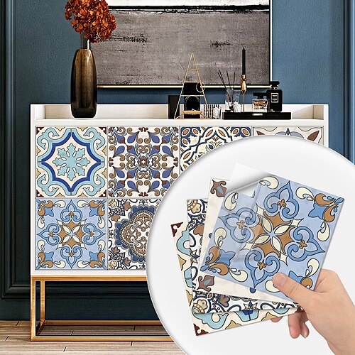 

Turkish Ceramic Style Classic Tile Waterproof Creative Kitchen Bathroom Living Room Shop Children's Room Office Wedding Room Removable Self-adhesive Waterproof Oil-proof Decorative Wall Sticker