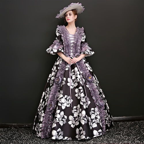 

Princess Shakespeare Gothic Rococo Vintage Inspired Medieval Dress Party Costume Masquerade Women's Costume Vintage Cosplay Halloween Stage Masquerade 3/4-Length Sleeve Ball Gown Dress Christmas