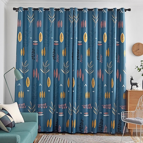 

One Panel American Country Style Leaf Print Blackout Curtain Living Room Bedroom Dining Room Study Children's Room Insulation Curtains