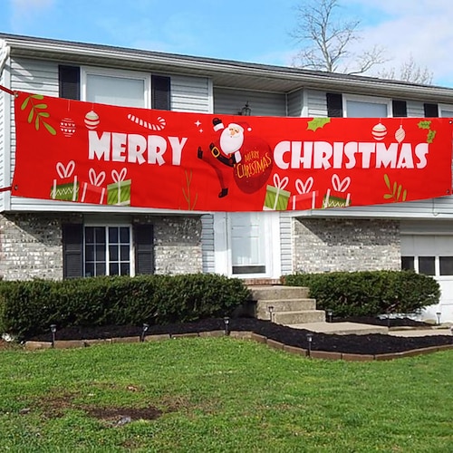 

Merry Christmas Banner, Outdoor Christmas Banner Decorations, Xmas Outdoor & Indoor Hanging Decor, Christmas Holidays Party Decor Supplies 30050cm (10ft18.9 Inch)