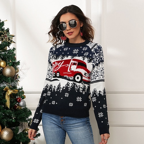 

Snow car snowflake Masquerade Ugly Christmas Sweater / Sweatshirt Women's Christmas Christmas Carnival Masquerade Christmas Eve Adults Party Christmas 100% Acrylic Top