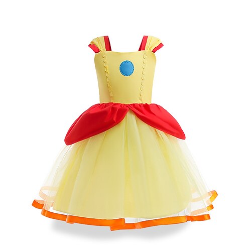 

Toddler Girls' Party Dress Solid Color Lace Performance Lace Yellow Maxi Sleeveless Active Adorable Dresses Spring Summer Loose Fit 3-7 Years
