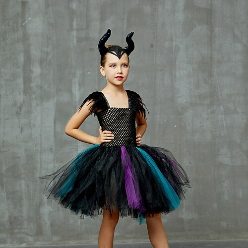 

Kids Girls' Halloween Dress Color Block A Line Dress Above Knee Dress Performance Cotton Sleeveless Beautiful Dress 4-12 Years Spring Black / Party / Summer