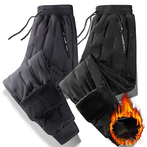

Men's Fleece Pants Joggers Winter Pants Trousers Drawstring Elastic Waist Solid Color Comfort Warm Casual Daily Streetwear Sports Fashion Black Grey Micro-elastic / Elasticity