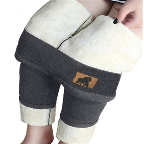 

Women's Plus Size Fleece Pants Leggings Solid Color Casual Classic Daily Going out High Full Length Winter Fall Black Gray L XL XXL 3XL 4XL
