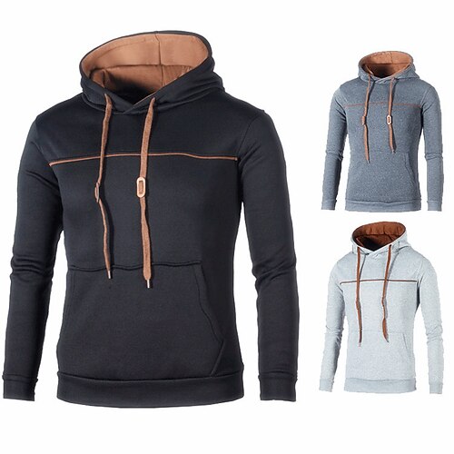 

Men's Hoodie Light Grey Dark Gray Black Hooded Solid Color Work Casual Daily Basic Streetwear Casual Winter Fall Clothing Apparel Hoodies Sweatshirts Long Sleeve
