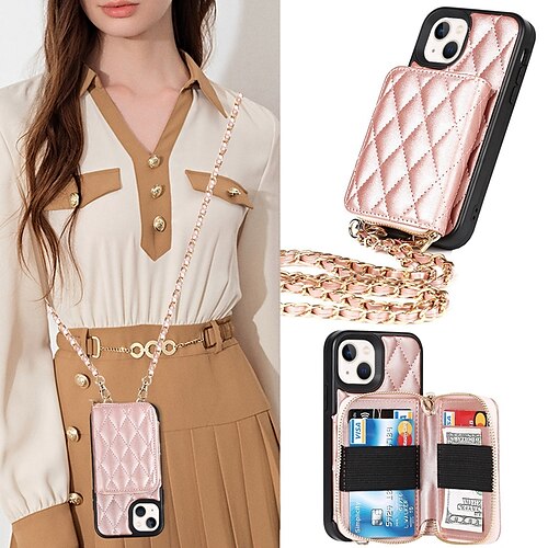 

Phone Case For Apple Handbag Purse Wallet Card iPhone 13 Pro Max 12 11 SE 2022 X XR XS Max 8 7 Detachable Zipper with Removable Cross Body Strap Solid Colored TPU PU Leather