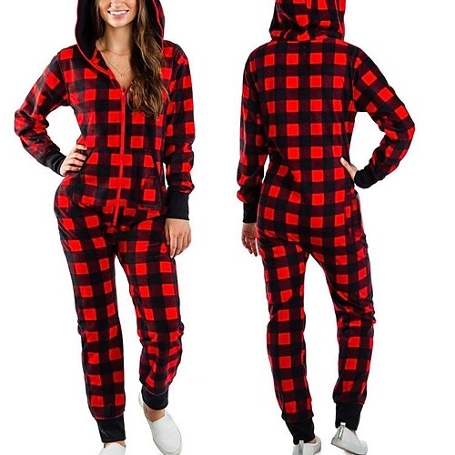 

Christmas Fleece Pajamas Onesies Wearable Blanket Women Jumpsuit Warm Romper Sleepwear One Piece Hooded Playsuit Loungewear