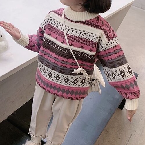 

Kids Boys Sweater Graphic Outdoor Long Sleeve Cool Cotton 2-8 Years Winter Green Blue Pink