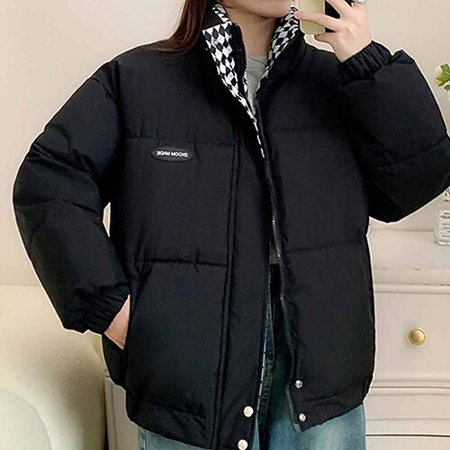 

Women's Winter Jacket Winter Coat Parka Warm Breathable Outdoor Daily Wear Vacation Going out Pocket Zipper Stand Collar Casual Lady Comfortable Solid Color Regular Fit Outerwear Long Sleeve Winter