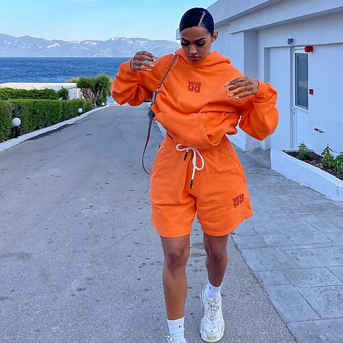 

Spicy Girls Punk & Gothic Y2K Year 2000 Outfits Masquerade Shorts Women's 2 Piece Front Pocket Japanese Cosplay Costumes Orange