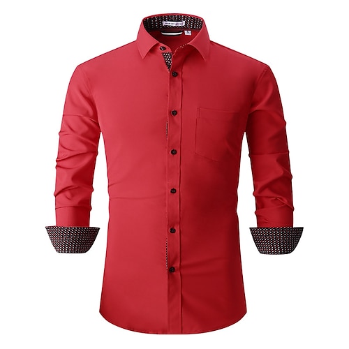 

Men's Dress Shirt Solid Colored Turndown Blue Purple Pink Wine Dark Green Street Casual Long Sleeve Button-Down Clothing Apparel Fashion Streetwear Business Comfortable