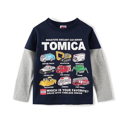 

Toddler Boys T shirt Tee Cartoon Letter Car Long Sleeve Cotton Children Top Outdoor Cool Daily Winter Fall Navy Blue 3-7 Years