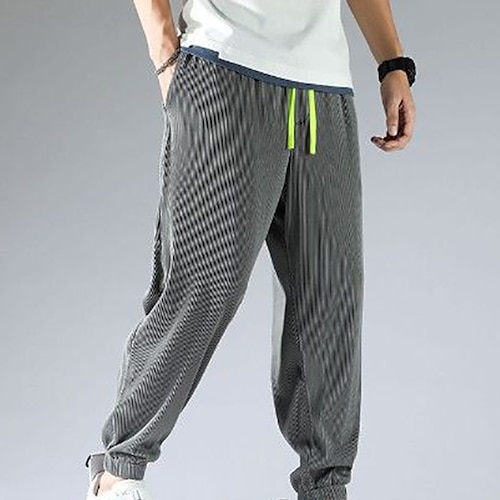 

Men's Joggers Trousers Casual Pants Pocket Drawstring Elastic Waist Solid Color Comfort Breathable Full Length Daily Going out Streetwear Stylish Casual Dark Gray White Micro-elastic
