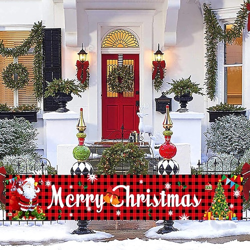

Merry Christmas Banner, Outdoor Christmas Banner Decorations, Xmas Outdoor & Indoor Hanging Decor, Christmas Holidays Party Decor Supplies 30050cm (10ft18.9 Inch)